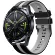 Huawei Watch 4   4 Pro   GT 4 46mm Replacement Strap 22mm Universal Silicone Watch Band - Black+Grey Hot on Sale