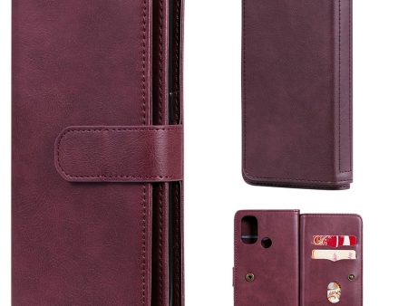 10-slot wallet case for OnePlus Nord N100 - Wine Red For Sale