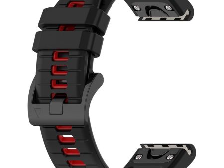 Garmin Fenix 7X   Fenix 7X Pro Watch Band 26mm Waterproof Light Silicone Bracelet - Black+Red Cheap