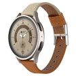 20mm Universal Smart Watch Band Genuine Cow Leather Strap Replacement - Brown+Beige Fashion