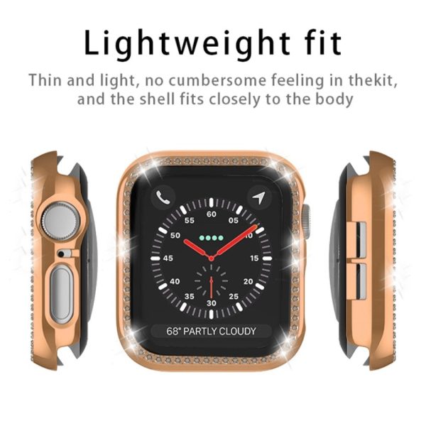 Apple Watch Series 6   5   4   SE (2022)   SE (2023)   SE 44mm Electroplating Watch Case Impact-Resistant Cover with Tempered Glass Film - Gold Cheap