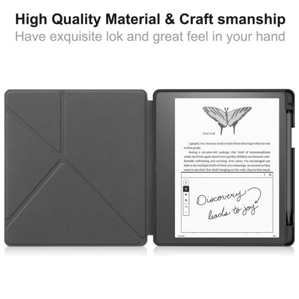 Amazon Kindle Scribe Origami Stand Vegan Leather and Flexible E-book Reader Case Shockproof E-Reader Cover with Auto Wake   Sleep - Black Online Hot Sale