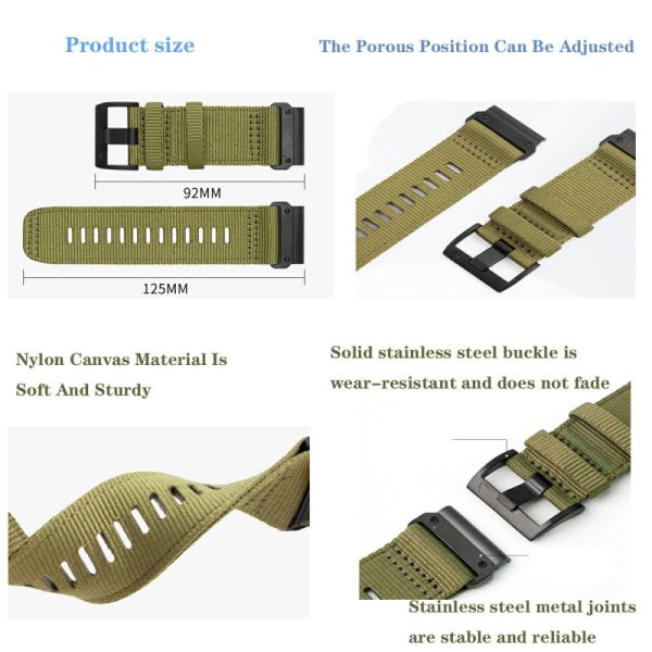 Watchband for Garmin Fenix 8 51mm   Enduro 3   Instinct 2X Universal 26mm Quick Release Nylon Canvas Watch Strap - Khaki Sale