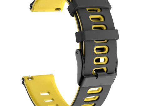 20mm Universal dual color silicone watch strap - Black   Yellow For Cheap