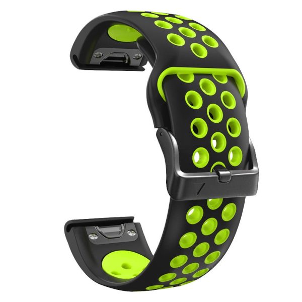 22mm dual color silicone strap for Garmin and Coros watch - Black   Green Fashion