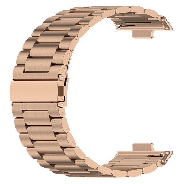 Huawei Watch Fit 3 Replacement band 3-Bead Stainless Steel Watch Strap with Tool - Rose Gold Hot on Sale