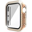 Apple Watch Series 9 8 7 45mm Watch Case Rhinestone Electroplating Watch Cover with Tempered Glass Film - Rose Gold Online now