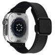 Apple Watch Series 49mm - 45mm - 44mm - 42mm Vegan Leather+Silicone Watch Strap - Black Online