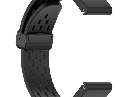 KALEBOL KLB-DDGJ-001 Garmin Fenix 7X   7X Pro Watch Band QuickFit 26mm Silicone Strap Magnetic Folding Buckle - Black Online now