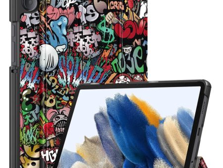 Tri-fold Stand Tablet Leather Case for Samsung Galaxy Tab A9 - Graffiti For Cheap