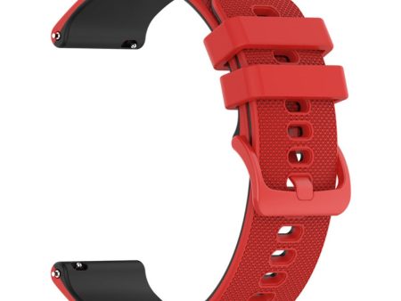 20mm dual color grid texture silicone watch strap for Garmin watch - Red   Black For Sale