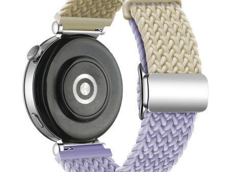 Huawei Watch GT 4 41mm Universal 18mm Watch Strap Woven Wrist Band with Silver Magnetic Buckle - Starlight+Light Purple Sale