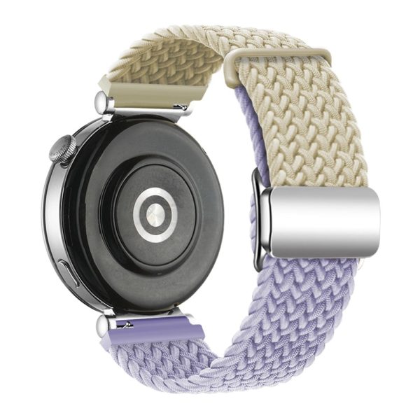 Huawei Watch GT 4 41mm Universal 18mm Watch Strap Woven Wrist Band with Silver Magnetic Buckle - Starlight+Light Purple Sale