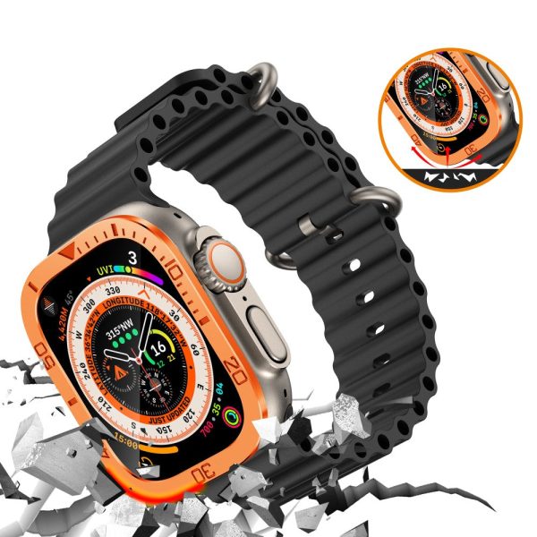 Apple Watch Ultra 49mm   Ultra 2 49mm Watch Case Aluminum Alloy Cover with Tempered Glass Protector - Orange Sale