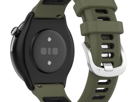 22mm Universal dual color cross strip silicone strap - Jungle Green   Black For Sale