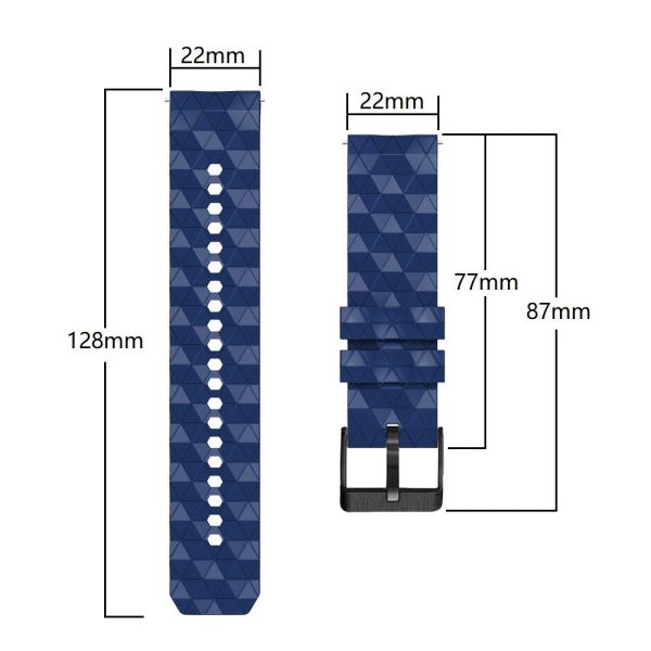 22mm Universal icosahedron style silicone watch strap - Dark Blue   Black on Sale