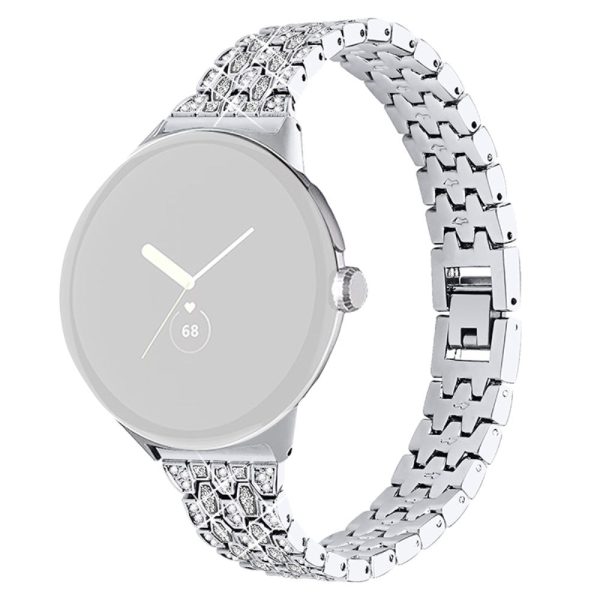 Google Pixel Watch rhinestone décor metal strap - Silver   Transparent Discount