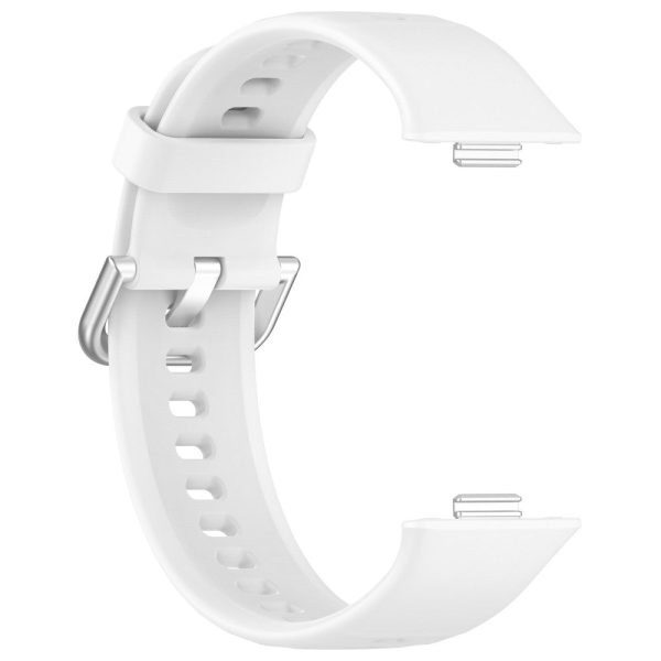 Huawei Watch Fit 3 Soft Silicone Strap Sport Watchbands Replacement with Silver Buckle - White Cheap