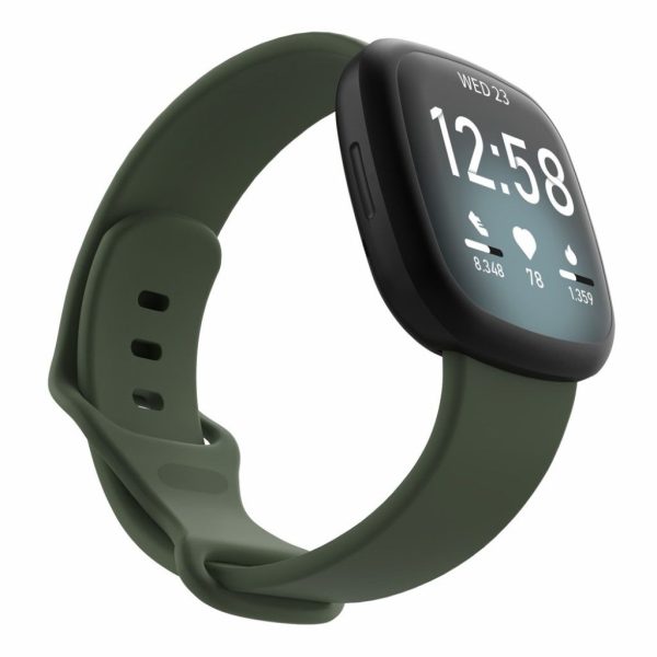 Fitbit Versa 3   Sense silicone watch band - Dark Green Size: L on Sale