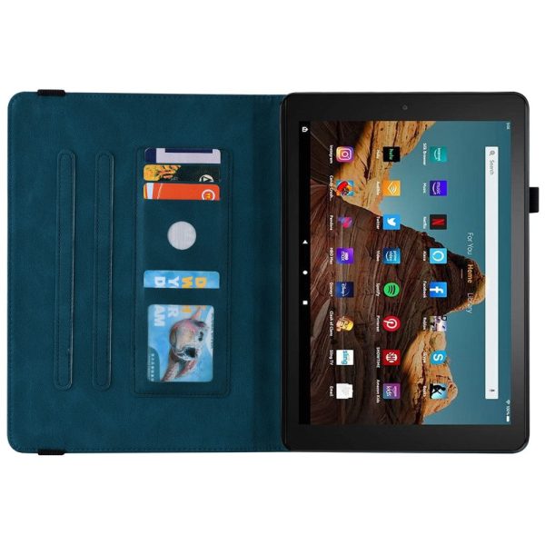 Amazon Fire HD 10 (2023) Leather Case Card Holder Stand Tablet Cover - Dark Blue Online now