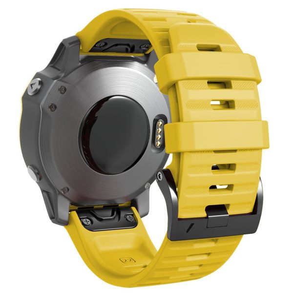 26mm simple stripe silicone strap with black buckle for Garmin watch - Yellow Online now