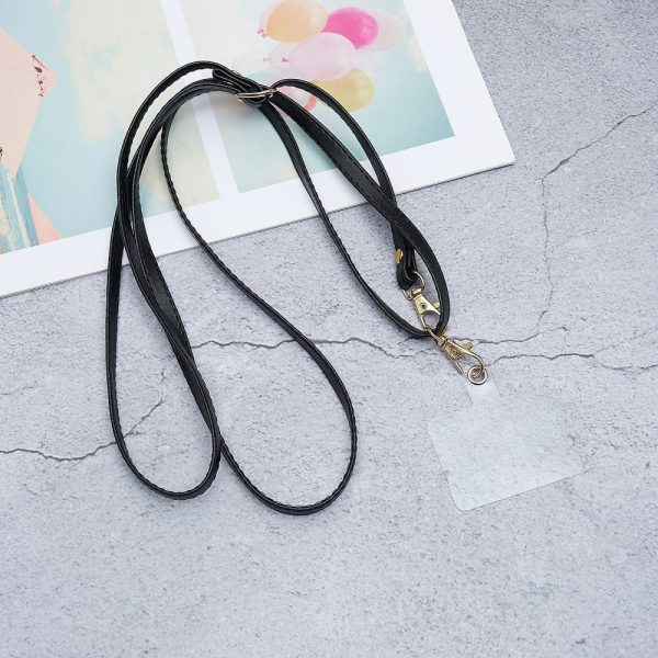 Universal crossbody leather neck strap with transparent pad - Black Supply