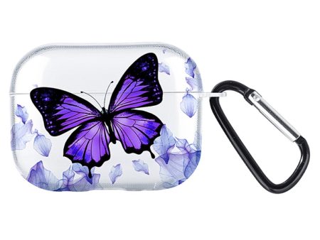 Apple AirPods Pro Charging Case Cover Pattern Print TWS Earbuds Flexible Case - Purple Butterfly     Transparent For Cheap