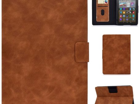 Amazon Kindle 11th Gen (2022) Folio Stand Leather Tablet Case - Brown with Card Holder and Magnetic Cover Online now