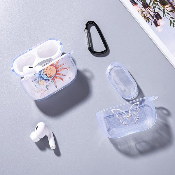 Apple AirPods Pro Charging Case Cover Pattern Print TWS Earbuds Flexible Case - Purple Butterfly     Transparent For Cheap