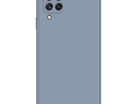 Beveled anti-drop rubberized cover for Samsung Galaxy A22 4G - Grey Blue Online now