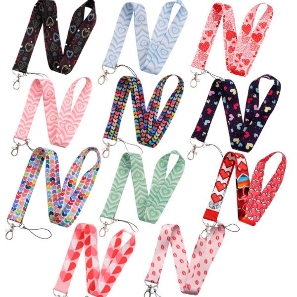 Universal heart shaped pattern phone lanyard - Colorful Hearts in White Cheap