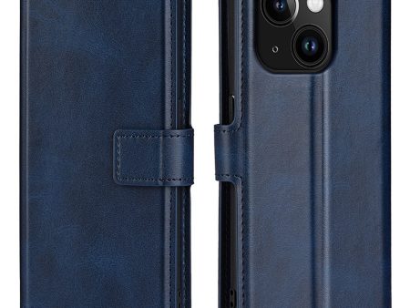 Wallet-style leather case for iPhone 15 Plus - Blue Online