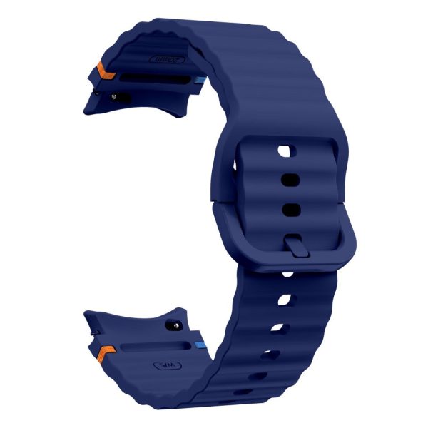 Samsung Galaxy Watch 20mm Wave Design Watch Band Stitching Line Decor Silicone Strap - Midnight Blue Online Hot Sale