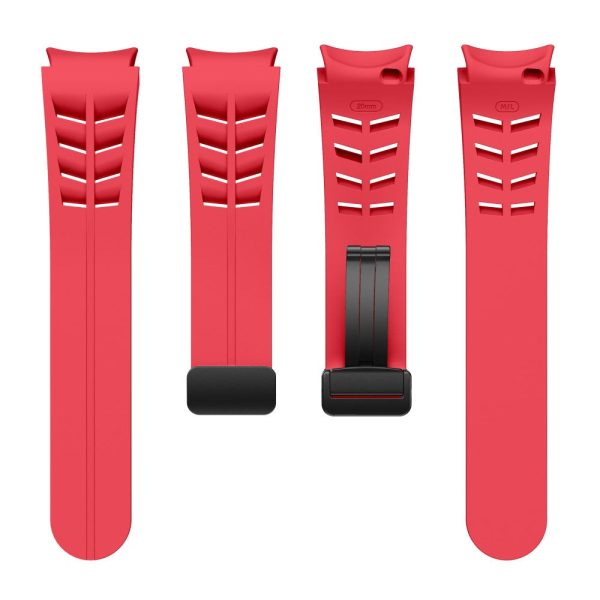 Samsung Galaxy Watch 20mm Watch Band Stylish Silicone Strap with Magnetic Folding Buckle - Red Online