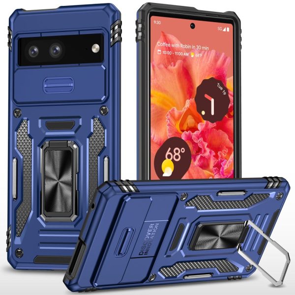 Armor Series Google Pixel 9 Case Bump Resistant and Flexible Kickstand Phone Cover with Slide Lens Shield - Navy Blue Fashion