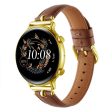 20mm Universal Smart Watch Band Genuine Cow Leather Strap Replacement - Caramel+Gold Buckle Buckle on Sale