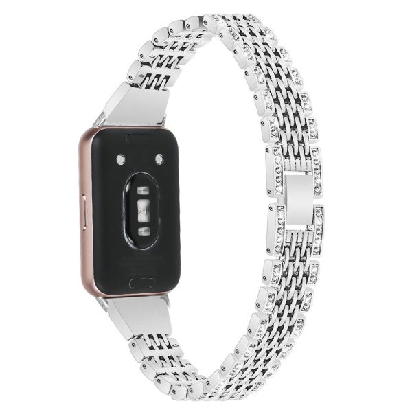 Samsung Galaxy Fit3 SM-R390 Watch Band 5.2 -8.6  Adjustable Watch Strap with Shiny Rhinestone - Silver Sale