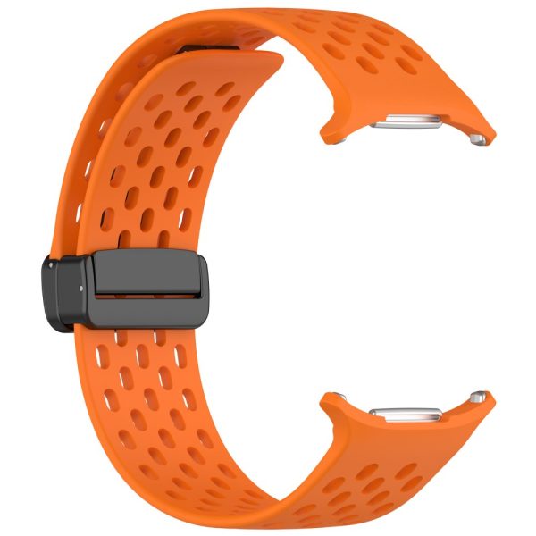 Samsung Galaxy Watch Ultra 47mm Silicone Watch Band Replacement Strap with Magnetic Folding Buckle - Orange For Discount