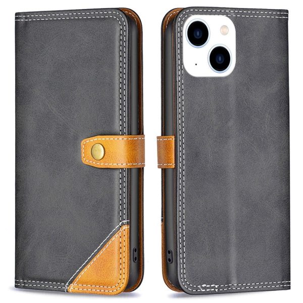 BINFEN two-color leather case for iPhone 14 - Black For Discount