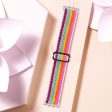 Samsung Galaxy Fit3 SM-R390 Woven Watch Strap Adjustable Wrist Band with Silver Connector - Rainbow Sale