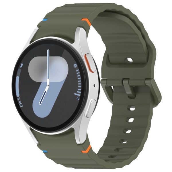 Samsung Galaxy Watch FE   Watch7 40mm 44mm Silicone Wave Texture Watch Band Replacement Straps - Army Green For Discount