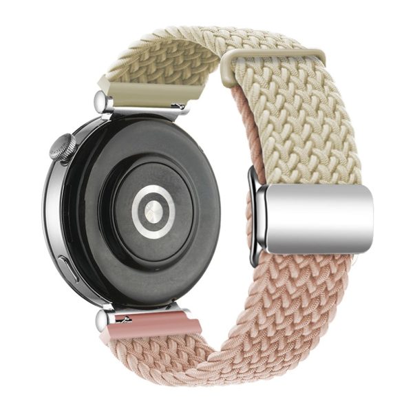 Huawei Watch GT 4 41mm Universal 18mm Watch Strap Woven Wrist Band with Silver Magnetic Buckle - Starlight+Milk Tea Online Hot Sale