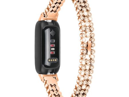 Fitbit Inspire 3 rhinestone décor metal strap - Rose Gold For Sale