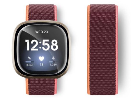 Fitbit Sense   Versa 3 nylon strap - Plum Color Online now