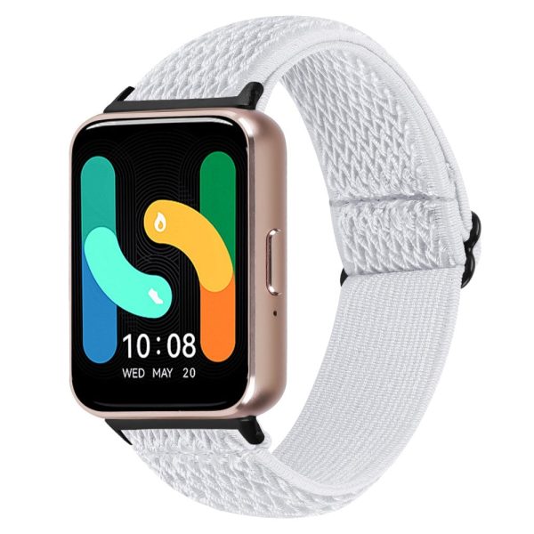 Samsung Galaxy Fit3 SM-R390 Woven Watch Strap Elastic Wrist Band, Black Connector - White on Sale