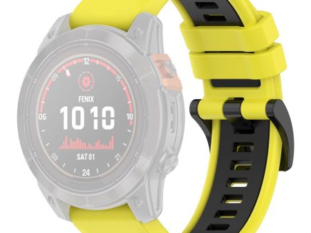 Garmin Fenix 7S   7S Pro   6S QuickFit 20mm Silicone Watch Band Dual Color Strap Replacement - Yellow+Black Online now