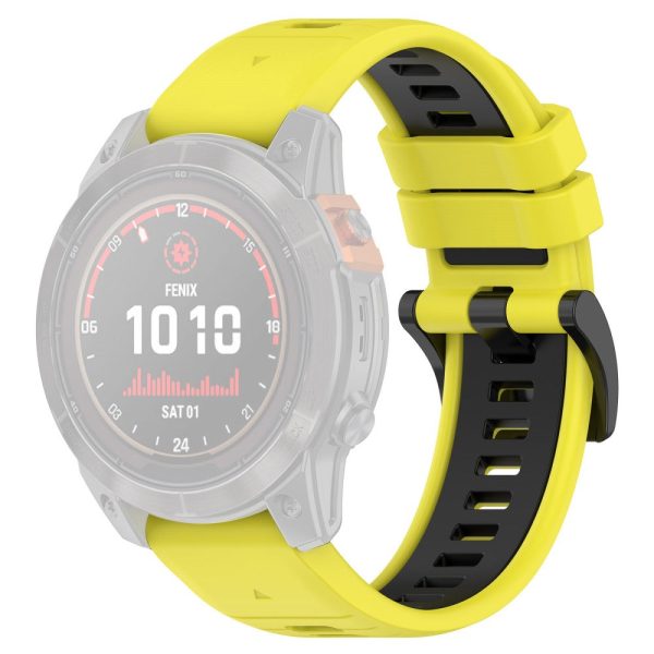 Garmin Fenix 7S   7S Pro   6S QuickFit 20mm Silicone Watch Band Dual Color Strap Replacement - Yellow+Black Online now