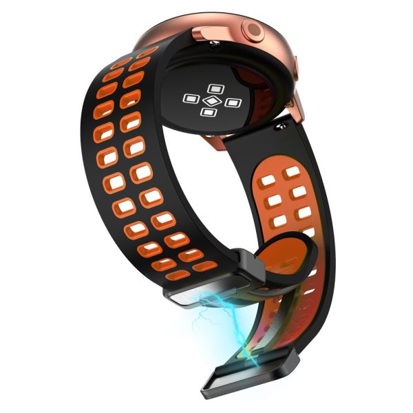 22mm Universal dual color silicone strap with black buckle - Black   Orange Online Sale