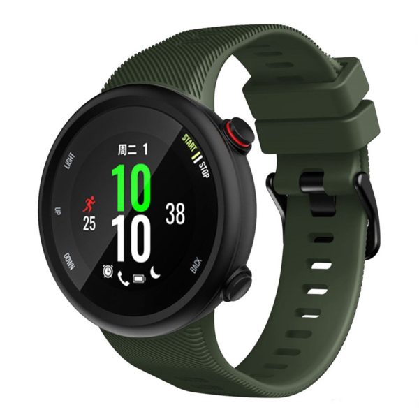 Garmin Forerunner 45S durable black buckle silicone watch band - Army Green Online now