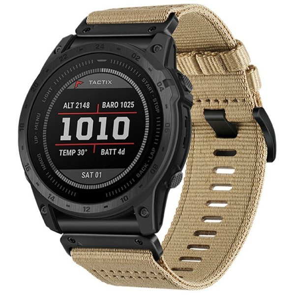 Watchband for Garmin Fenix 8 51mm   Enduro 3   Instinct 2X Universal 26mm Quick Release Nylon Canvas Watch Strap - Khaki Sale